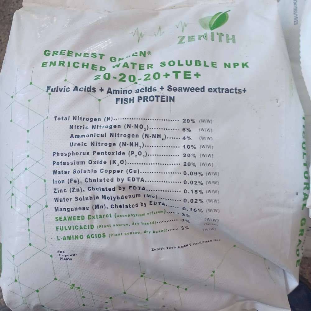 کود NPK 20.20.20+TE+F+SW+A+Pr زنیت آلمان 10Kg تولید ۲۰۲۵